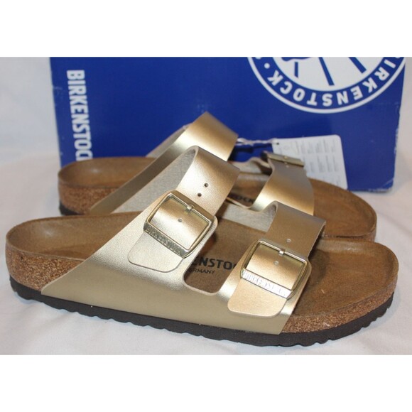 Birkenstock Women US 9-9.5 EU 40 Regular Arizona Shearling Lined Sandals GOLD - Picture 1 of 6